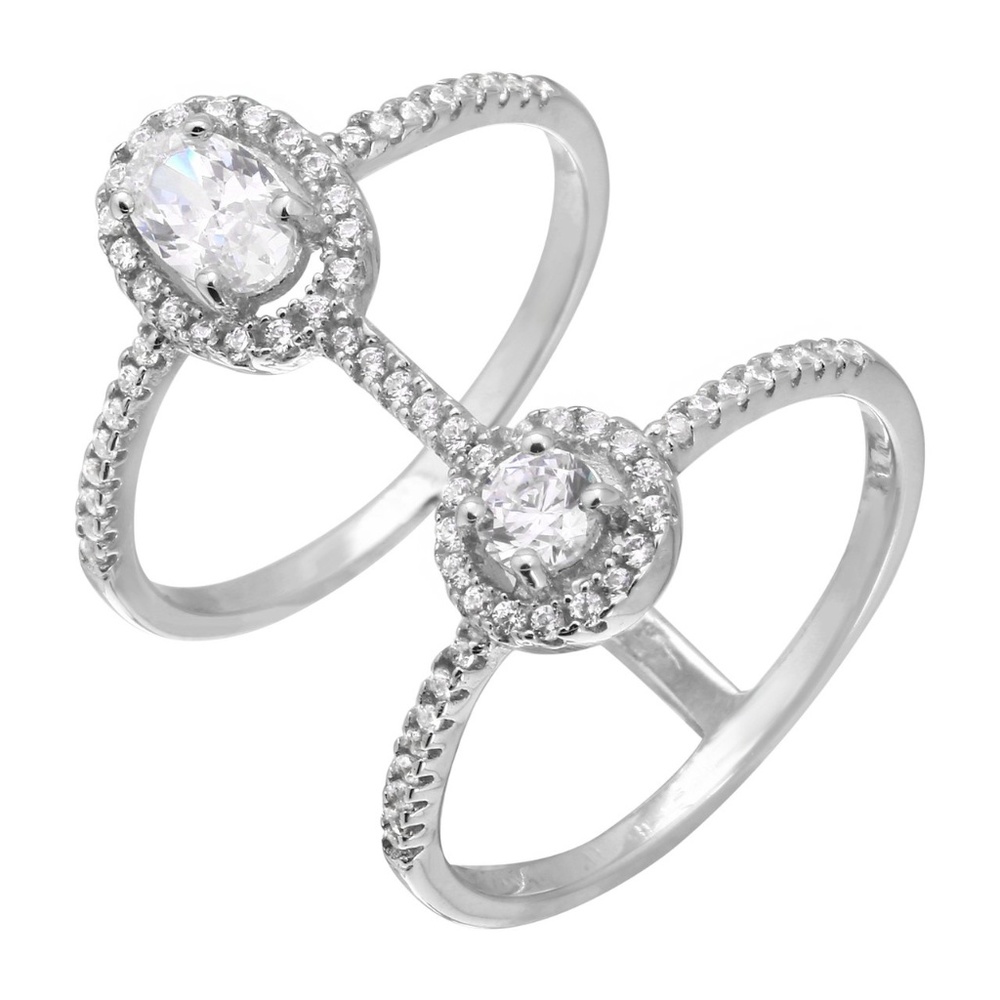 Ring RHODIUM PLATED DUPLEX CZ SOLITAIRE